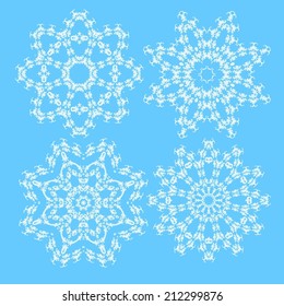 Set of circle ornament, abstract flowers 
