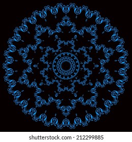 Set of circle ornament, abstract flowers 