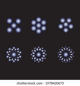 Set circle ornaments. Flower. Vector.