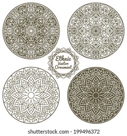 Set Of Circle Ornaments. Vector Mandalas For Your Design