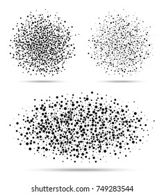 set of circle and oval blots with circle dots, vector illustration