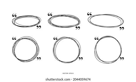 Set circle and oval frame handwritten calligraphy isolated on white background , Flat Modern design, illustration Vector EPS 10