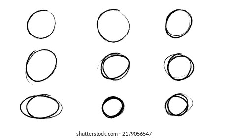 Set circle and oval frame handwritten calligraphy isolated on white background , Flat Modern design, illustration Vector EPS 10