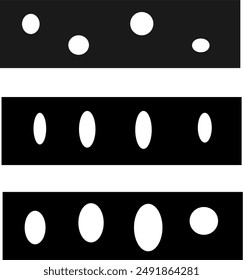 Set of circle and oval patterns. Vector patterns in black and white.