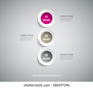 Set of circle paper banners with striped background for business design, infographics, reports, number options, progress, step presentation, workflow layout or websites. Clean and modern style