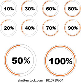Set of Circle, Percentage 10 to 100, Info graphic, Pie Chart, vector design
