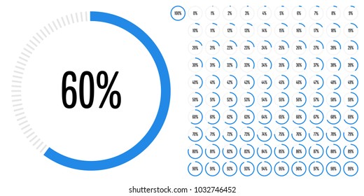 Set of circle percentage diagrams from 0 to 100 ready-to-use for web design, user interface (UI) or infographic - indicator with blue