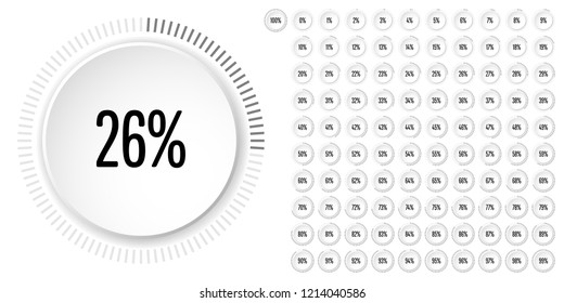 Set of circle percentage diagrams from 0 to 100 ready-to-use for web design, user interface (UI) or infographic - indicator with gray