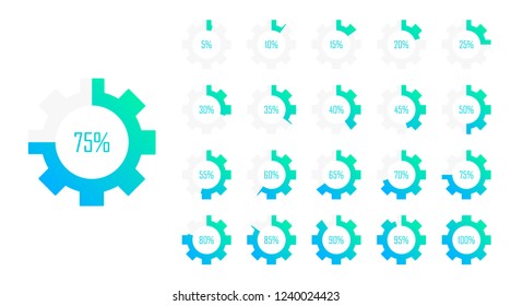 Set of circle percentage diagrams from 0 to 100 for web design. Modern vector illustration flat style.