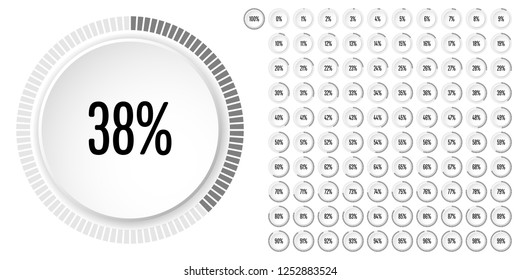 Set of circle percentage diagrams from 0 to 100 ready-to-use for web design, user interface (UI) or infographic - indicator with gray