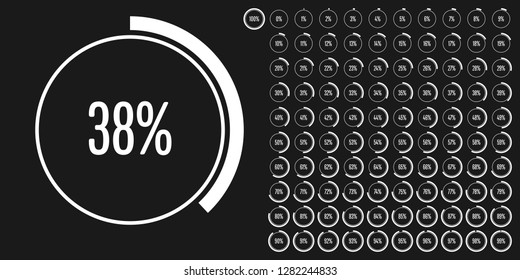 Set of circle percentage diagrams from 0 to 100 ready-to-use for web design, user interface (UI) or infographic - indicator with white