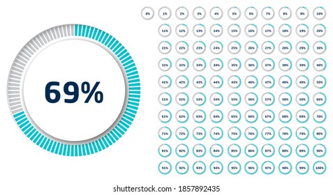Set of circle percentage diagrams from 0 to 100 for infographics