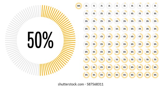 Set Of Circle Percentage Diagrams From 0 To 100 For Web Design, User Interface (UI) Or Infographic - Indicator With Yellow