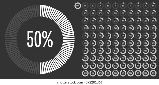 Set of circle percentage diagrams from 0 to 100 for web design, user interface (UI) or infographic - indicator with white