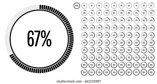 Set of circle percentage diagrams from 0 to 100 ready-to-use for web design, user interface (UI) or infographic - indicator with black