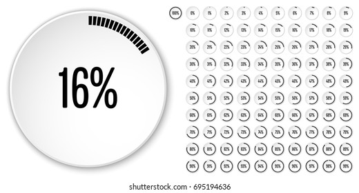 Set of circle percentage diagrams from 0 to 100 ready-to-use for web design, user interface (UI) or infographic - indicator with black