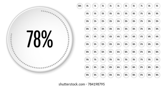 Set of circle percentage diagrams from 0 to 100 ready-to-use for web design, user interface (UI) or infographic - indicator with gray