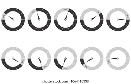 Set of circle percentage diagrams for infographics design elements.Vector graphic illustration.