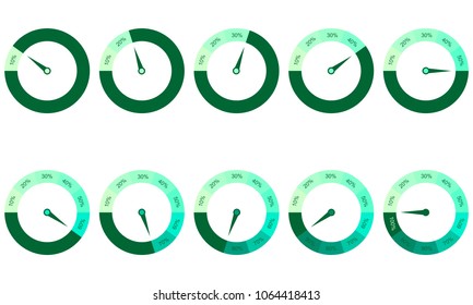 Set of circle percentage diagrams for infographics design elements.Vector graphic illustration.