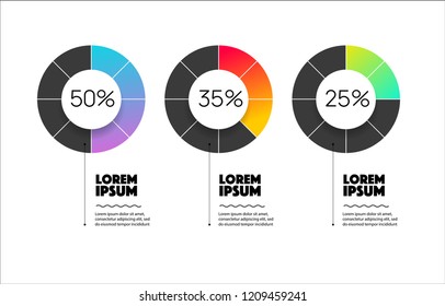 Set of circle percentage diagrams for infographics