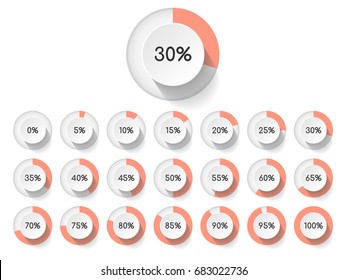 Set of circle percentage diagrams for infographics design elements