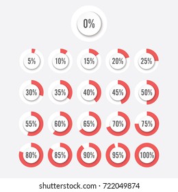 Set of circle percentage diagrams for infographics design elements. 