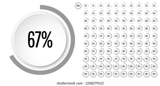 Set of circle percentage diagrams (meters) from 0 to 100 ready-to-use for web design, user interface (UI) or infographic - indicator with gray