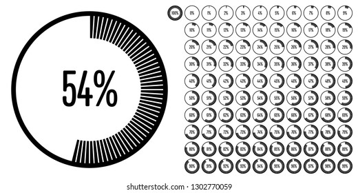 Set of circle percentage diagrams (meters) from 0 to 100 ready-to-use for web design, user interface (UI) or infographic - indicator with black