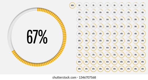 Set of circle percentage diagrams (meters) from 0 to 100 ready-to-use for web design, user interface (UI) or infographic - indicator with yellow