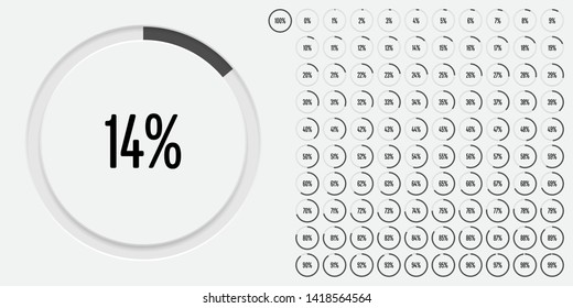 Set of circle percentage diagrams (meters) from 0 to 100 ready-to-use for web design, user interface (UI) or infographic - indicator with black - 3d concept