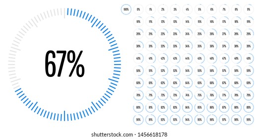 Set of circle percentage diagrams (meters) from 0 to 100 ready-to-use for web design, user interface (UI) or infographic - indicator with blue