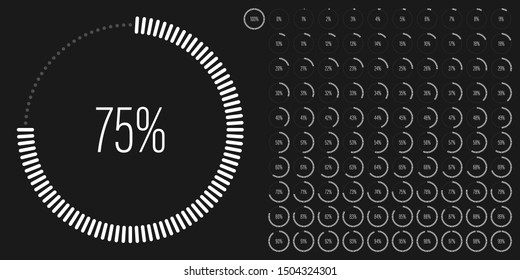 Set of circle percentage diagrams meters from 0 to 100 ready-to-use for web design, user interface UI or infographic - indicator with white