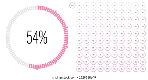 Set of circle percentage diagrams meters from 0 to 100 ready-to-use for web design, user interface UI or infographic - indicator with pink
