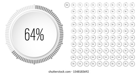 Set of circle percentage diagrams meters from 0 to 100 ready-to-use for web design, user interface UI or infographic with 3D concept - indicator with gray