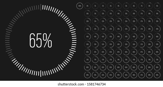 Set of circle percentage diagrams meters from 0 to 100 ready-to-use for web design, user interface UI or infographic - indicator with white