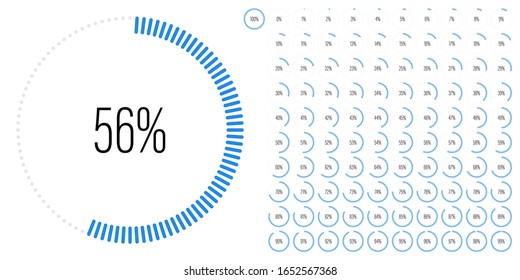 Set of circle percentage diagrams meters from 0 to 100 ready-to-use for web design, user interface UI or infographic - indicator with blue