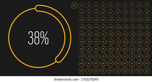 Set of circle percentage diagrams meters from 0 to 100 ready-to-use for web design, user interface UI or infographic - indicator with yellow