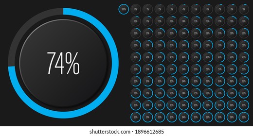 Set of circle percentage diagrams meters from 0 to 100 ready-to-use for web design, user interface UI or infographic with 3D concept - indicator with blue