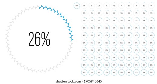 Set of circle percentage diagrams meters from 0 to 100 ready-to-use for web design, user interface UI or infographic - indicator with blue