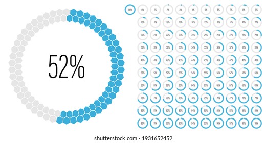 Set of circle percentage diagrams meters from 0 to 100 ready-to-use for web design, user interface UI or infographic - indicator with blue