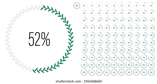Set of circle percentage diagrams meters from 0 to 100 ready-to-use for web design, user interface UI or infographic - indicator with dark green