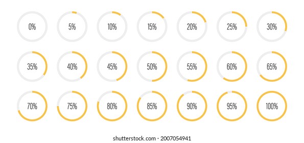 Set of circle percentage diagrams meters for web design, user interface UI or infographic - indicator with yellow