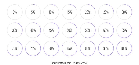 Set of circle percentage diagrams meters for web design, user interface UI or infographic with hexagon shapes - indicator with purple