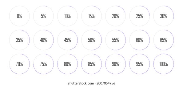 Set of circle percentage diagrams meters for web design, user interface UI or infographic with heart shapes - indicator with purple