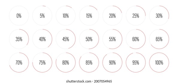 Set of circle percentage diagrams meters for web design, user interface UI or infographic with star shapes - indicator with red