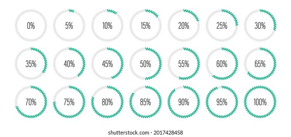 Set of circle percentage diagrams meters for web design, user interface UI or infographic - indicator with green