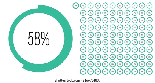 Set of circle percentage diagrams meters from 0 to 100 ready-to-use for web design, user interface UI or infographic - indicator with green