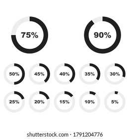 Set of circle percentage diagrams. - Vector.
