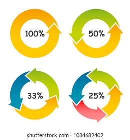 Set of circle percentage diagrams for web design. Circle diagrams isolated marketing illustration – vector