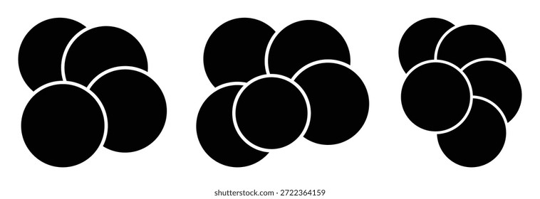 Conjunto de Plantilla de collage de fotos Circle. 3 diseño. álbum negro de la pared de la imagen para el fondo abstracto, negocio, arte del collage y pincel, foto digital, papeles y papelería. Ilustración vectorial.